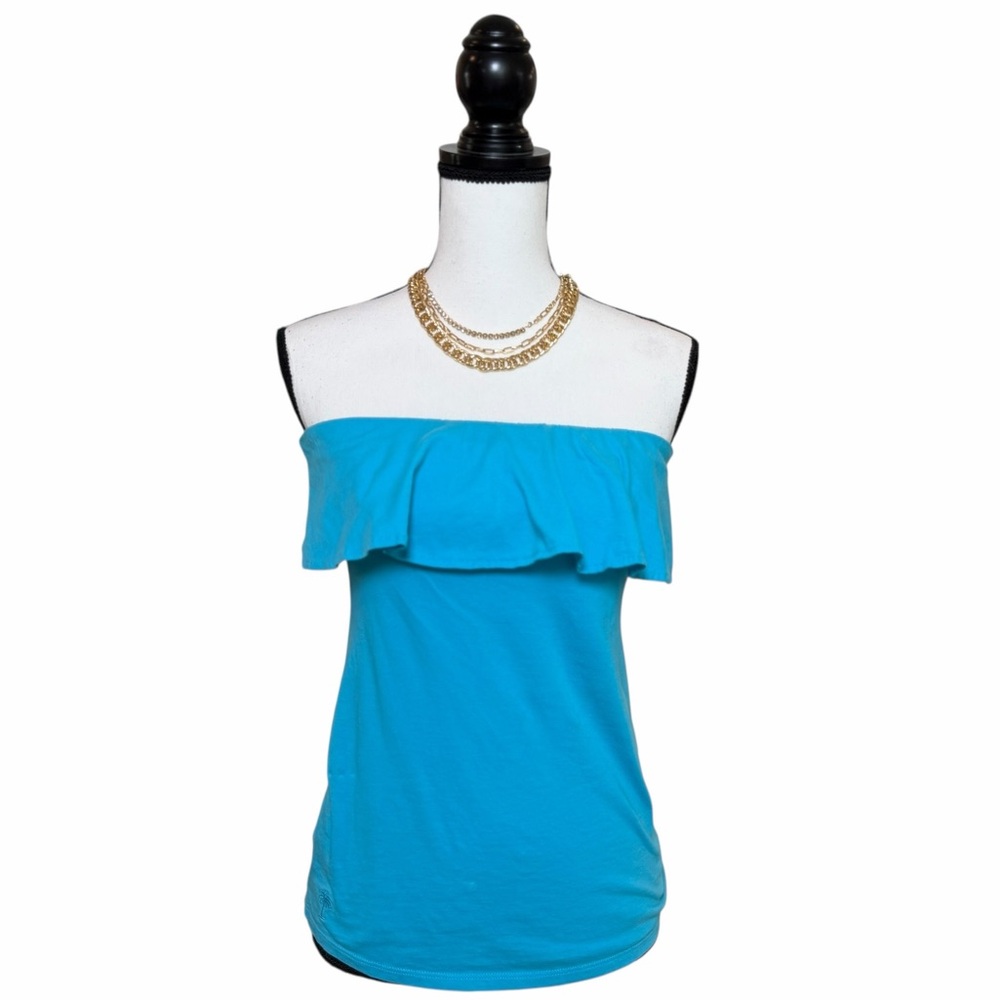 Lilly Pulitzer Ruffle Tube Top in Blue- Small